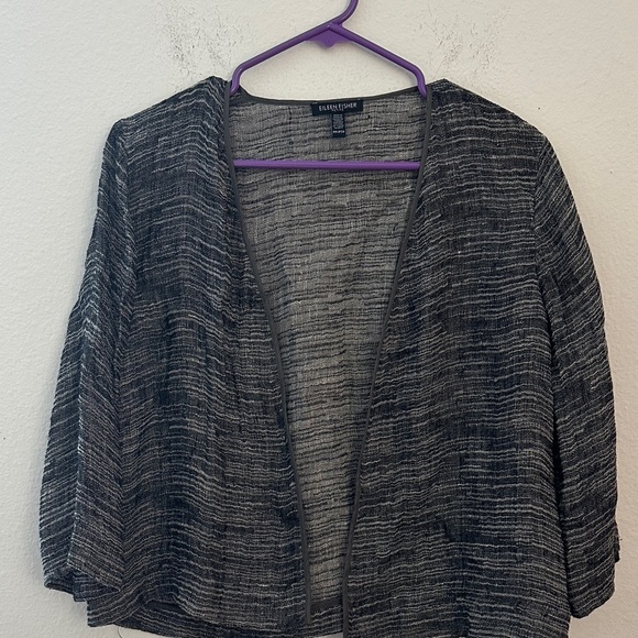 Eileen fisher Black and Gray Open Cardigan